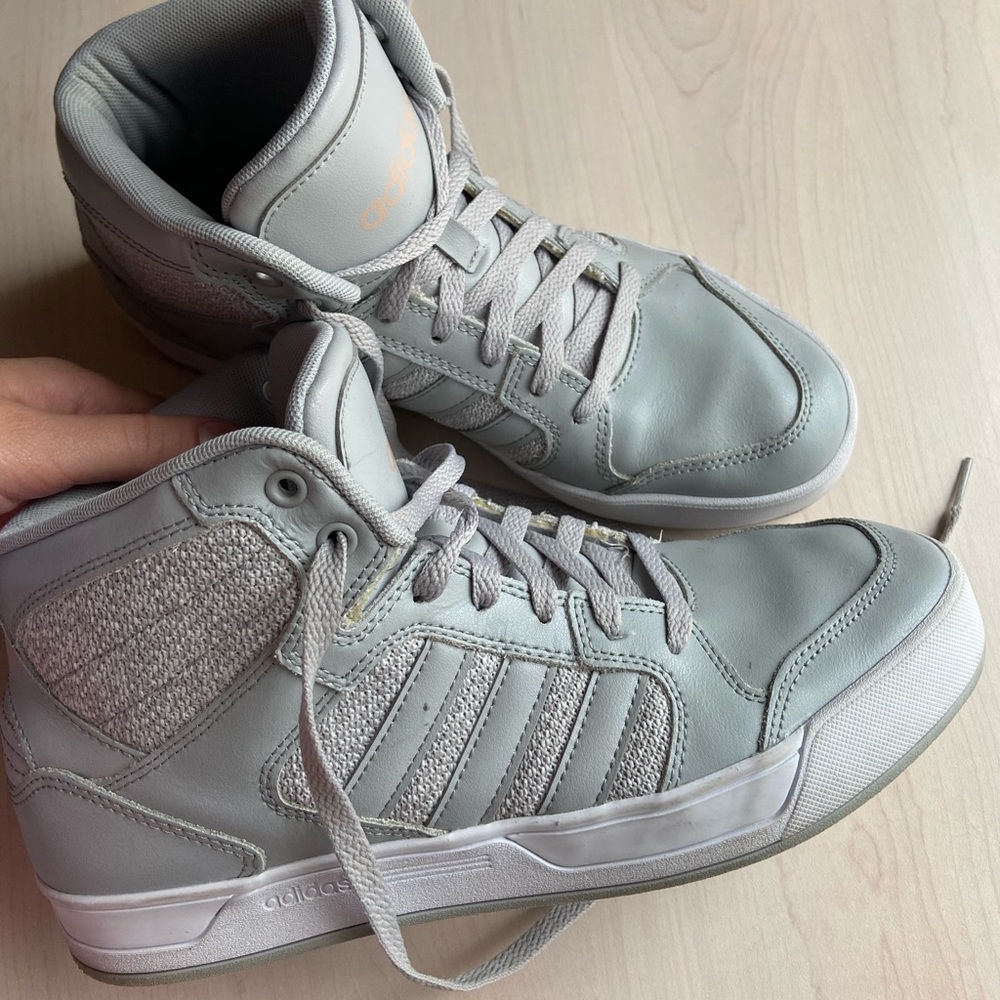Adidas neo women mid top sneakers gray and white